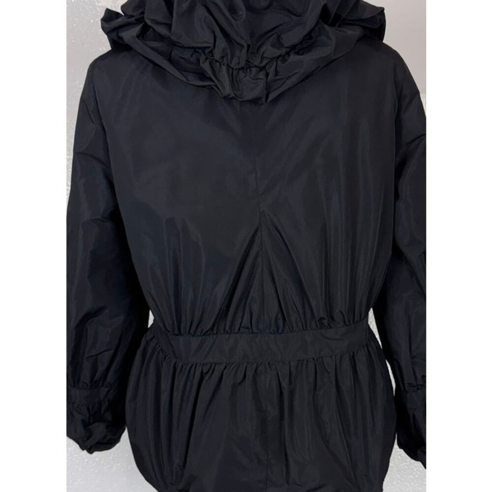 Doncaster Womens Size 10 Black Ruffled Collar Zip Front Jacket Blouson Polyester - Picture 8 of 10